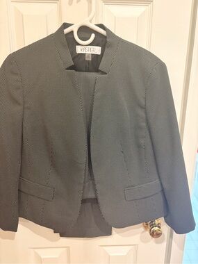Kasper Women's Black & White Micro-Pattern Open-Front Blazer (blazer only)